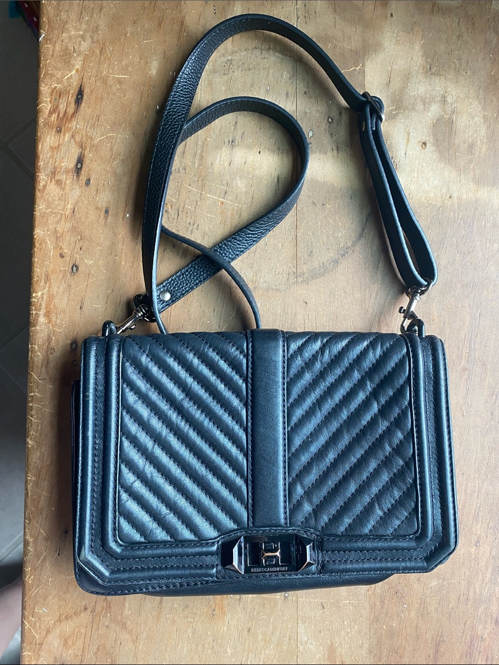 Rebecca Minkoff Black Quilted Chevron Leather Crossbody